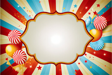 Festive party frame with lots of copy space ideal for carnival, circus and parties, generative AI