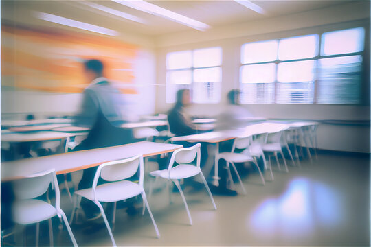 Blurry school background ideal for education backgrounds, generative AI