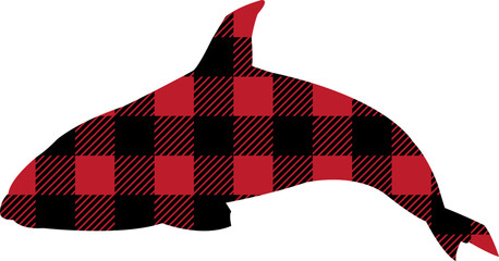 Plaid Shark Animal Vector illustration set. two layers. Animal Silhouette Art. For svg cut, cricut.Farmhouse Svg - Pattern Svg - Holiday Svg
