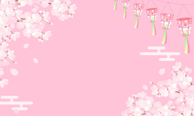 桜まつりのベクターイラスト背景(デザインテンプレート)