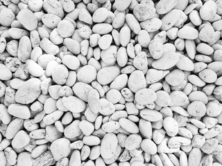 Black and White pebbles stone texture background.