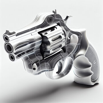Silver futuristic smith & wesson on white background