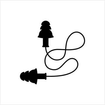 black earplugs connected by cord clip art preview