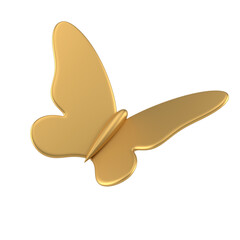 Butterfly golden metallic flying decor element festive holiday design 3d icon realistic illustration