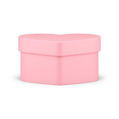 Gift box pink minimalist heart shape with closed cap for holiday surprise storage 3d icon