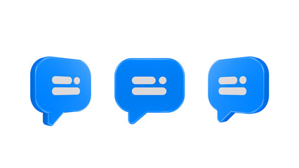 3d chat bubble message speech dialog icon or communication type talk and illustration flat design