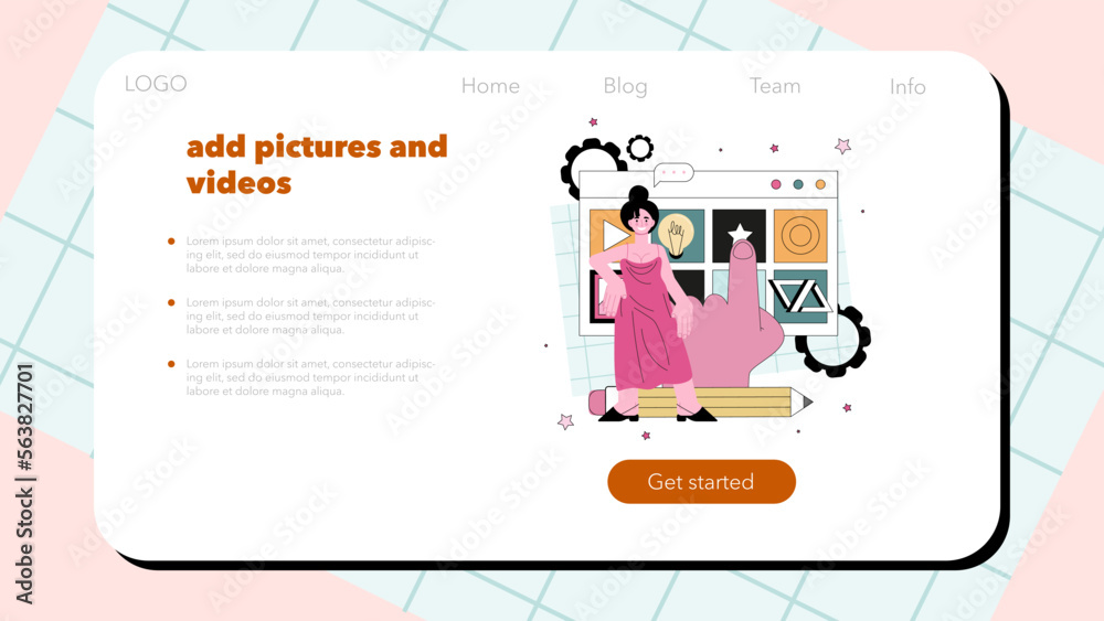 Sticker content filling web banner or landing page. target audience
