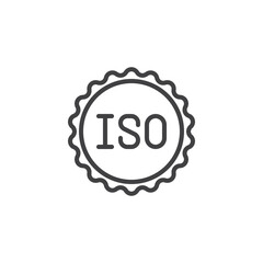 ISO, certified stamp line icon