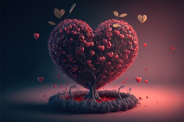 Herzförmiger Baum für Valentinstag, Jahrestag oder Hochzeit - KI generiert