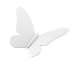 Flying white fashion butterfly ornamental insect 3d icon decor element realistic illustration
