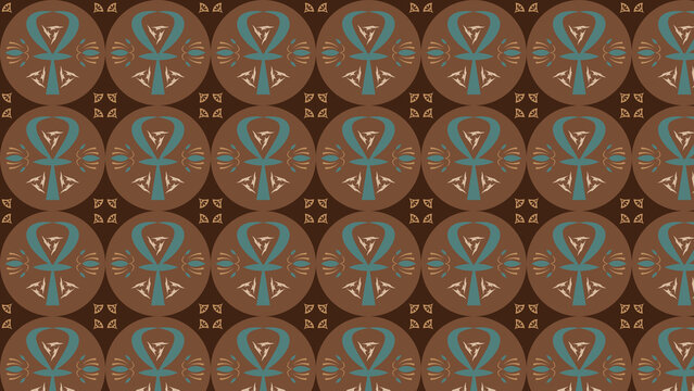 Ancient Egypt/ Pharaonic illustrations - Ornamental Geometrical pattern – (wallpaper, desktop, cover, background, decorations) - Ankh