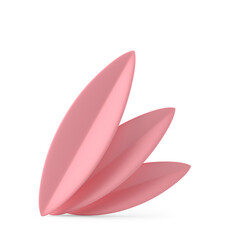 Pink foliage fan tropical leaves minimalist natural decor element 3d icon realistic illustration
