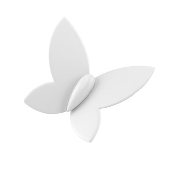 White butterfly flying insect with ornamental wings abstract bow 3d icon realistic illustration
