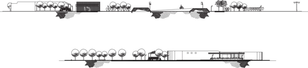 sketch vector illustration of a park cut in the city