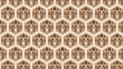 Ancient Egypt/ Pharaonic illustrations - Ornamental Geometrical pattern – (wallpaper, desktop, cover, background, decorations) - Hexagon - The Scorpion King