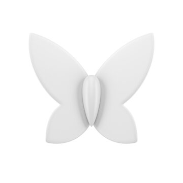 White butterfly winged insect Easter spring holiday decorative element 3d icon realistic illustration