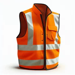 Foto op Canvas Technical orange visibility vest on a neutral white background, generative AI © FrankBoston