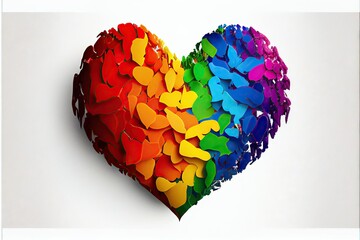 Valentine's Day: Colorful rainbow isolated heart on the white background (created with use of Generative AI)