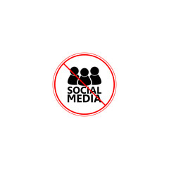 Social Media banned icon. No social media sign isolated on white background