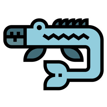 blue mosasaurus icon, simple, aquatic animal clip art preview