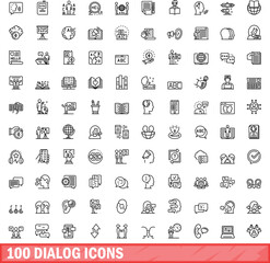 Fototapeta na wymiar 100 dialog icons set. Outline illustration of 100 dialog icons vector set isolated on white background