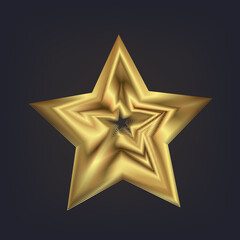 Golden stars vector design, premium gold star icon, symbol, mark and object. Gradient golden star shape on a dark background.