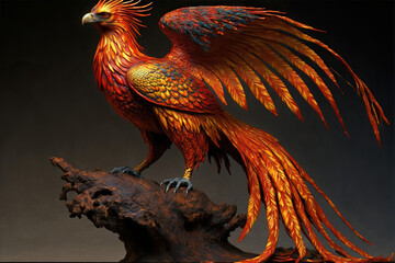 an illustration of a majestic phoenix fire bird, Generative AI - obrazy, fototapety, plakaty