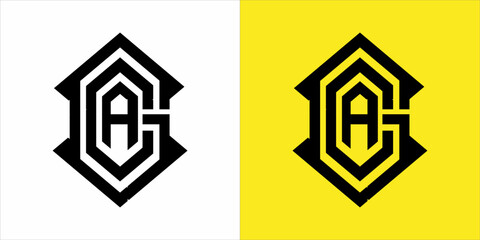 monogram logo A. C. G with black color and elegant white and yellow background 