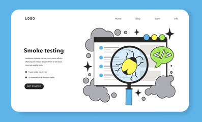 Smoke testing technique web banner or landing page. Software testing