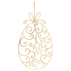 Elegant Golden Easter Egg Outlined