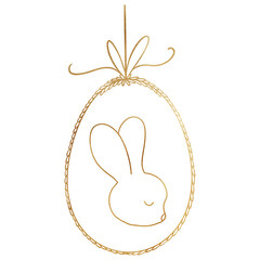 Golden Rabbit Easter Egg Outlined