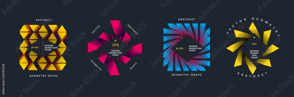 Aufkleber Vector abstract banners, triangular colored elements in geometric shapes, frame for text, EPS10.
