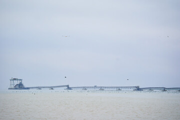 Industrial machinery on river