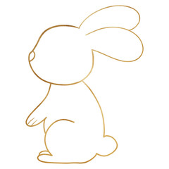 Golden Rabbit Sitting Outlined