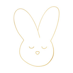 Golden Rabbit Face Outlined