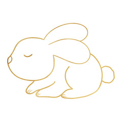 Golden Sleeping Rabbit Outlined
