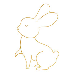 Elegant Golden Rabbit Outlined