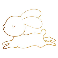 Golden Jumping Rabbit Outlined