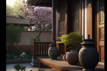 design terrace korean style. Generative AI