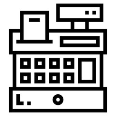 cash register line icon style
