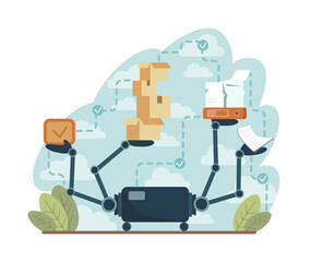 Robotization concept. Artificial intelligence as a part of human