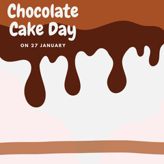 melted chocolate dripping on white background, chocolate cake day, 27 january, chocolate illustration.