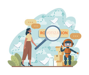 Robotization concept. Artificial intelligence as a part of human