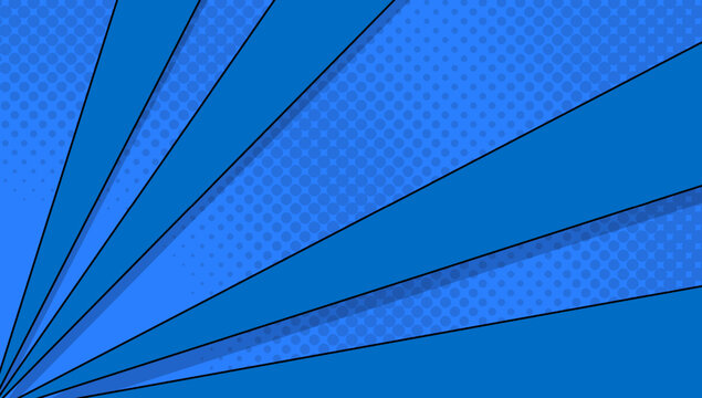 blue background comic with dot halftone and sunburst