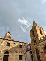 Fototapeta na wymiar historical clock and church. Castelbuono. Sicily, Italy, Madonie Park.