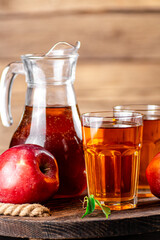 Juice from red apples in a glass. 