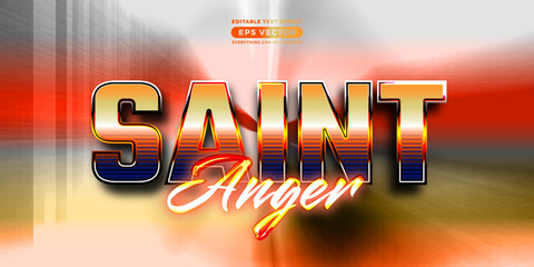 Saint anger editable text style effect in retro look design with experimental background ideal for poster, flyer, logo, social media post and banner template promotion