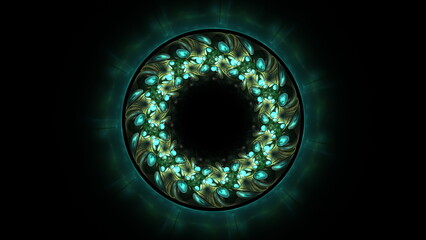 Luminous modern abstract background, fractal world. Digital space for use in design. Round shapes and lines. 3d render