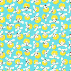 fancy angels and heart Valentines Day pattern.