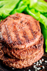 Juicy grilled burger on the table. 